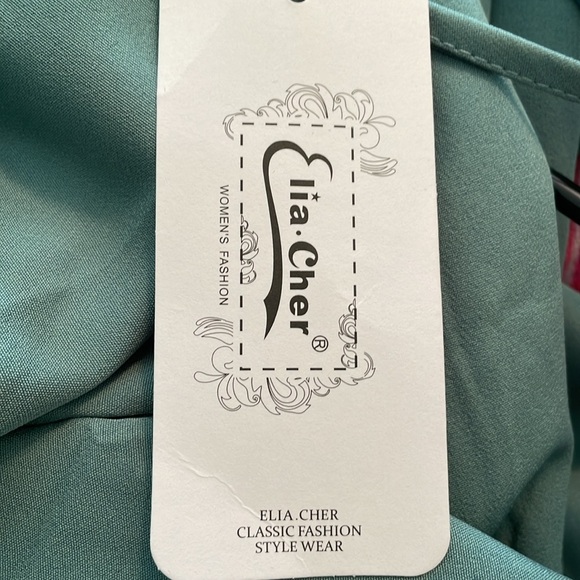 NWT Elia Cher Spaghetti Strap Teal Dress Size 4-6 Summer Sun Dress Pleated - Picture 8 of 13